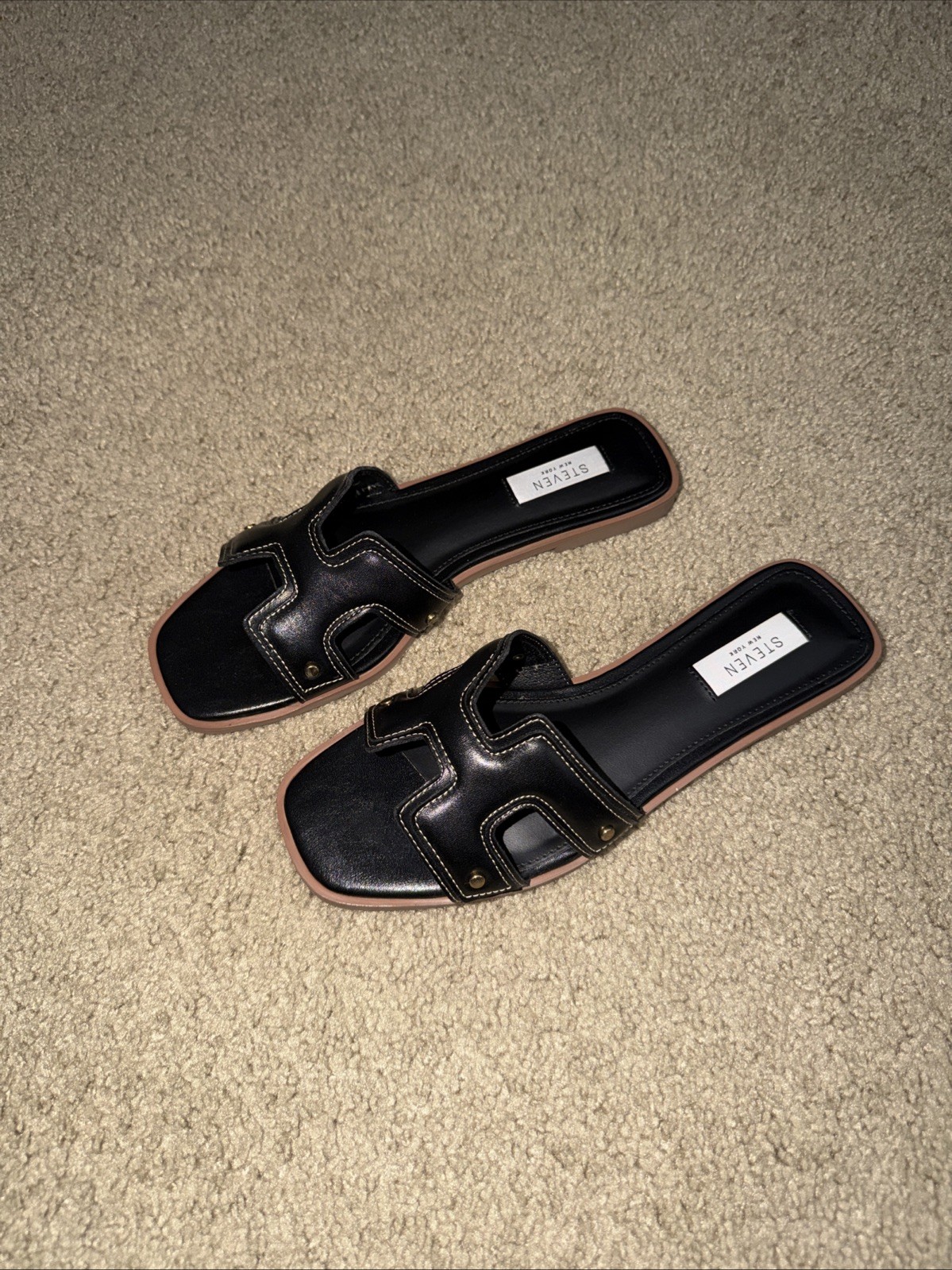 STEVEN New York Harlien Women’s Slide Sandals – Size 8 – Black