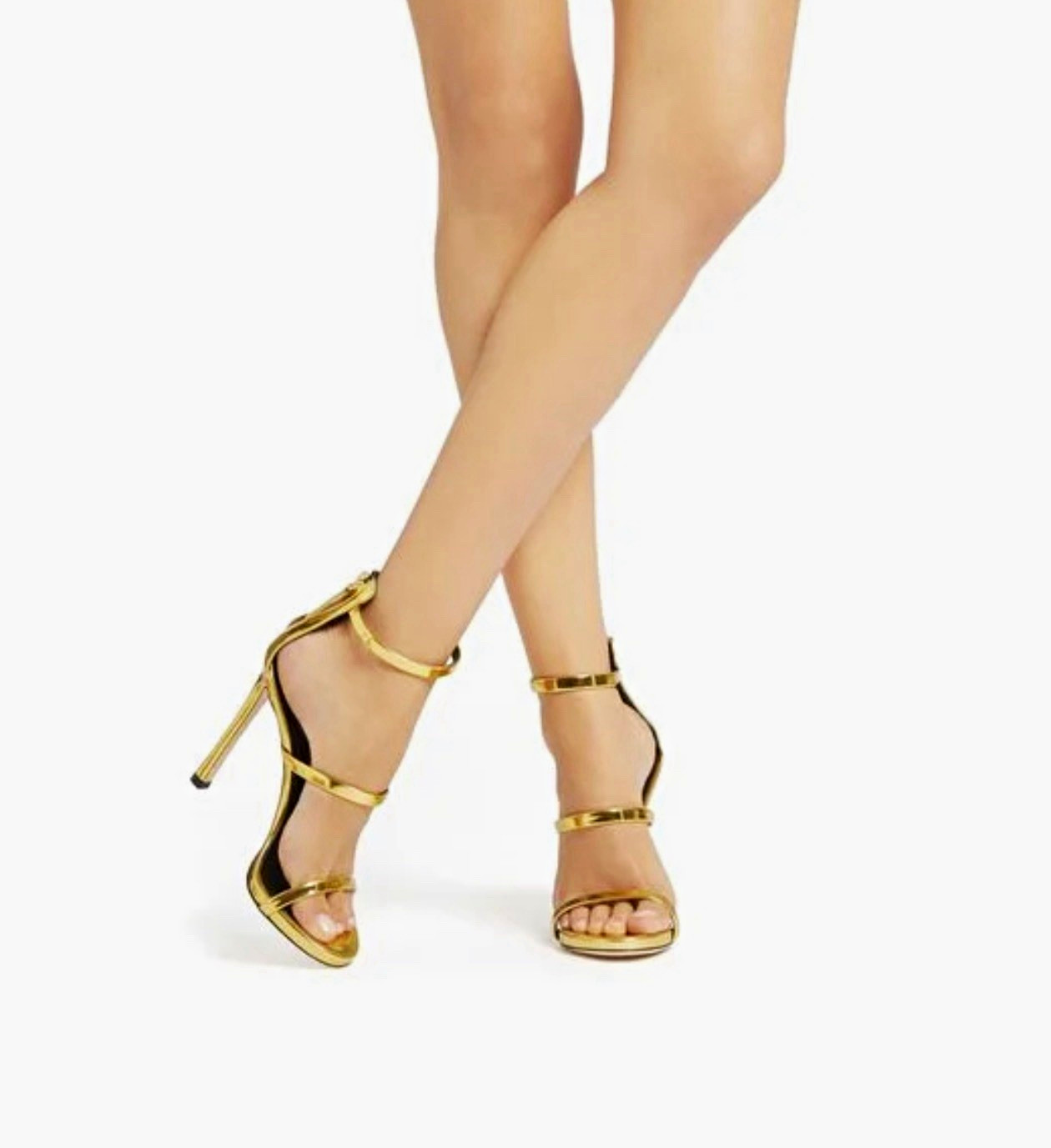Giuseppe Zanotti Gold Strappy Open Toe Ankle Strap Stiletto Heels 37.5
