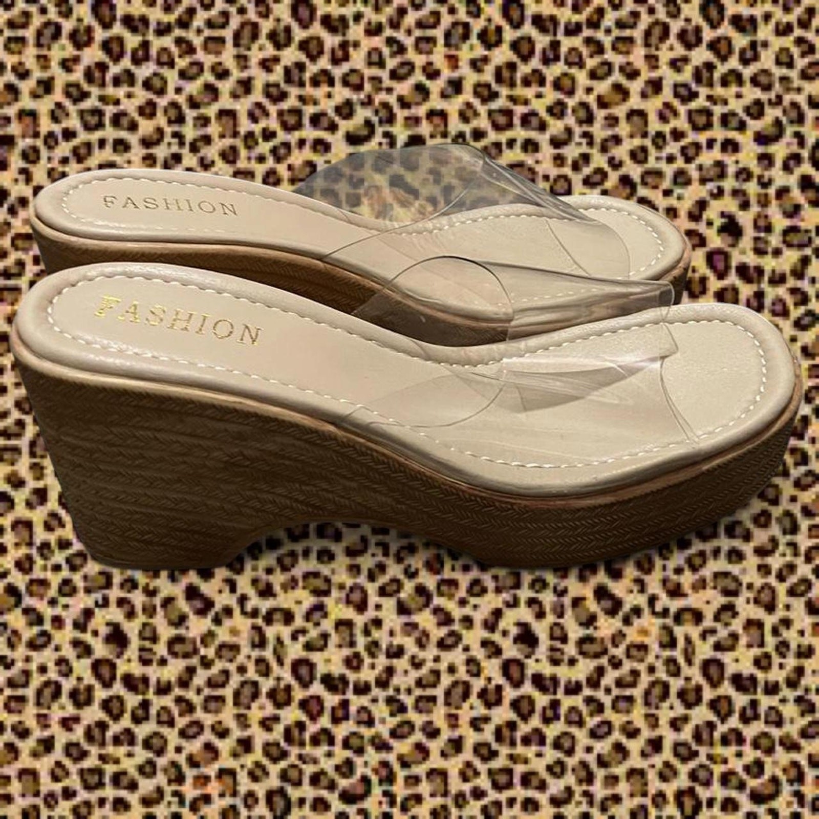 nude platform wedge sandals 10/11