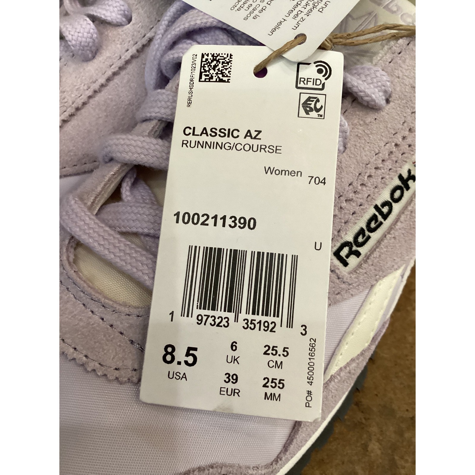 Reebok Classic AZ Womens Lilac Purple Suede Running Sneakers 100211390 Size 8.5