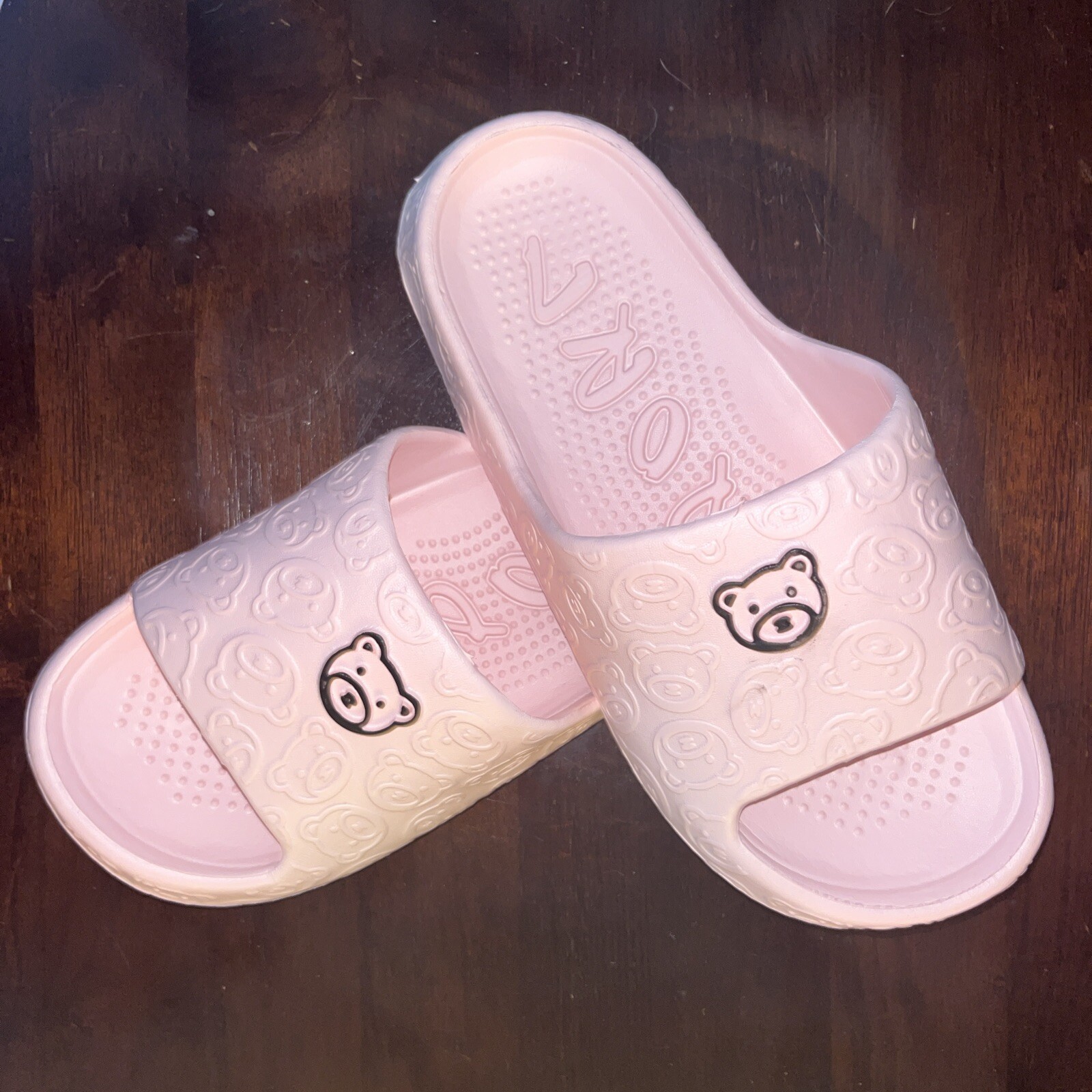 NEW CUTE BEAR PILLOW SLIDES PINK SZ 9-10 GARDEN BATHROOM SHOES NIB USA