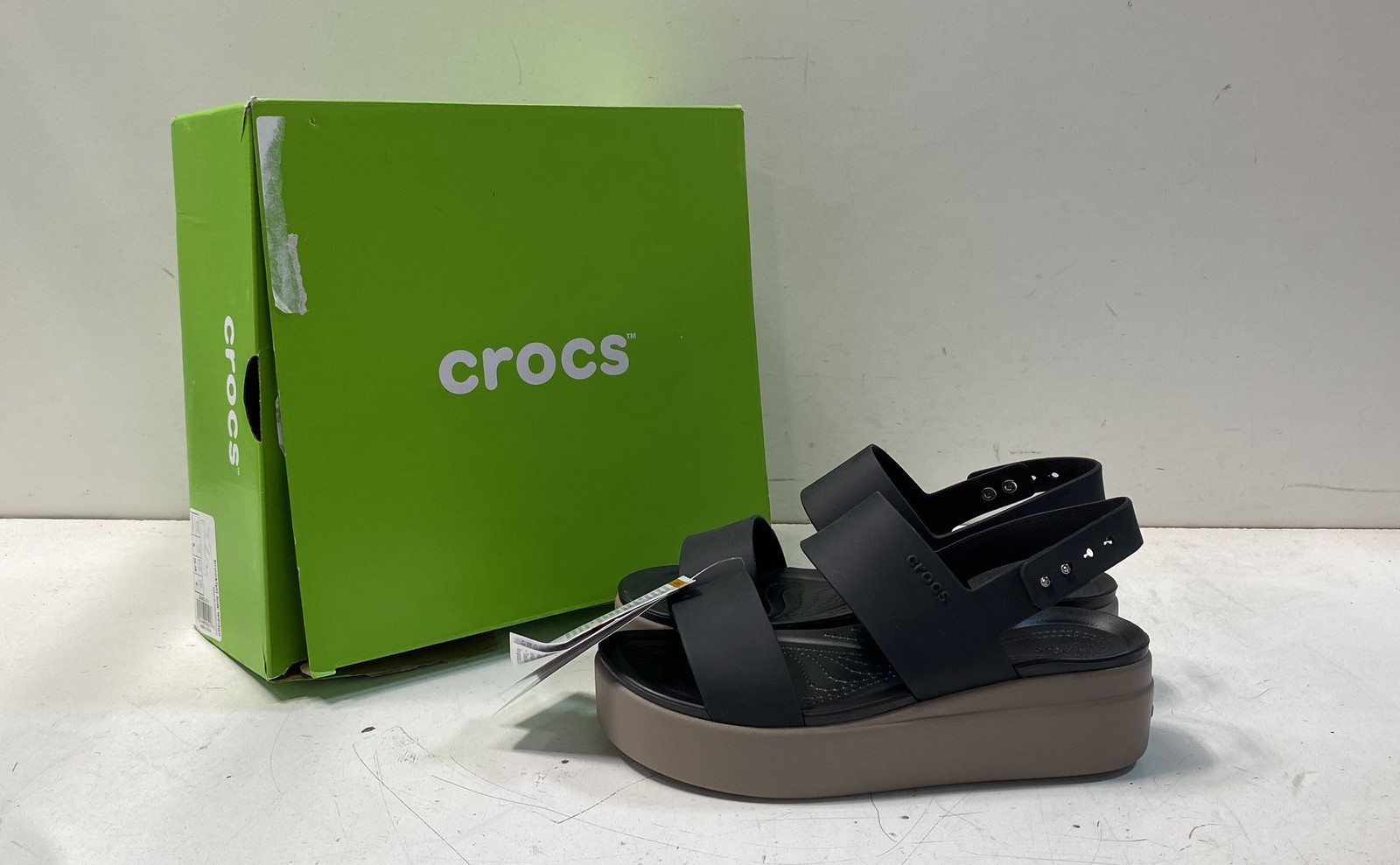 Crocs Brooklyn Low Wedge Black Mushroom Women’s Platform Sandals Size 8