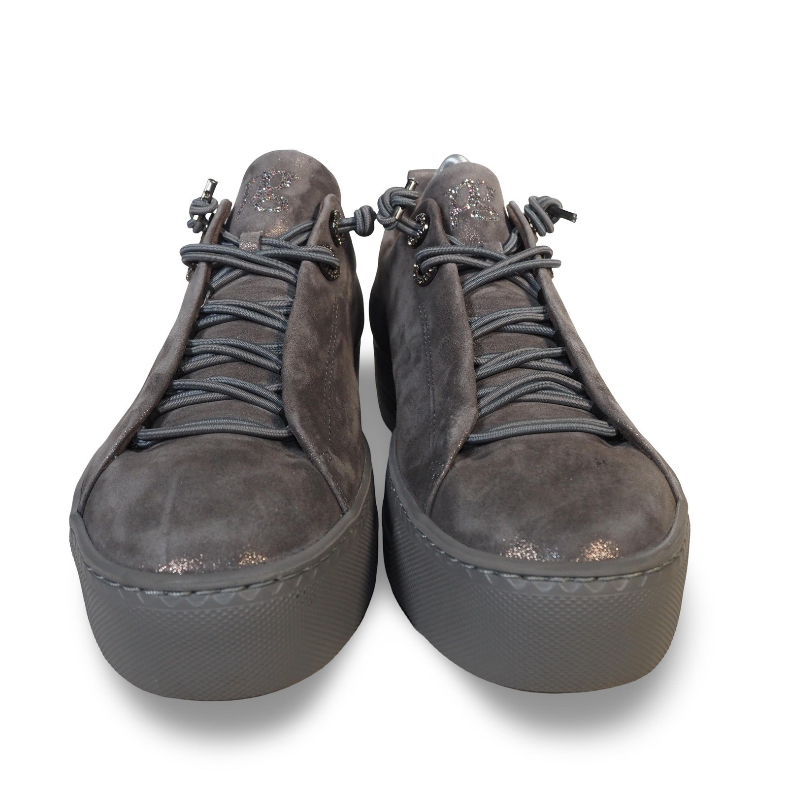 Paul Green Emely Platform Shimmer Sneakers Womens 7 UK 4.5 Iron Grey Metallic