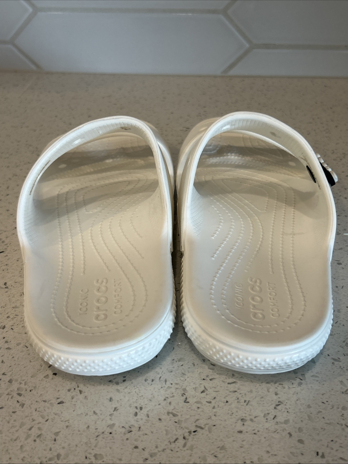 Crocs Classic Two Band Womens White Slip on Slides Sandals 206761 M 8 W 10