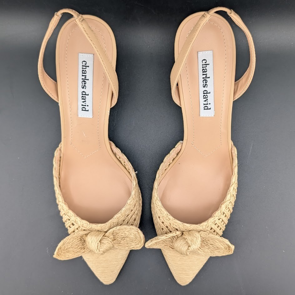 Charles David Allyson Raffia Slingback Pump Heel Shoes Size 8.5 NEW