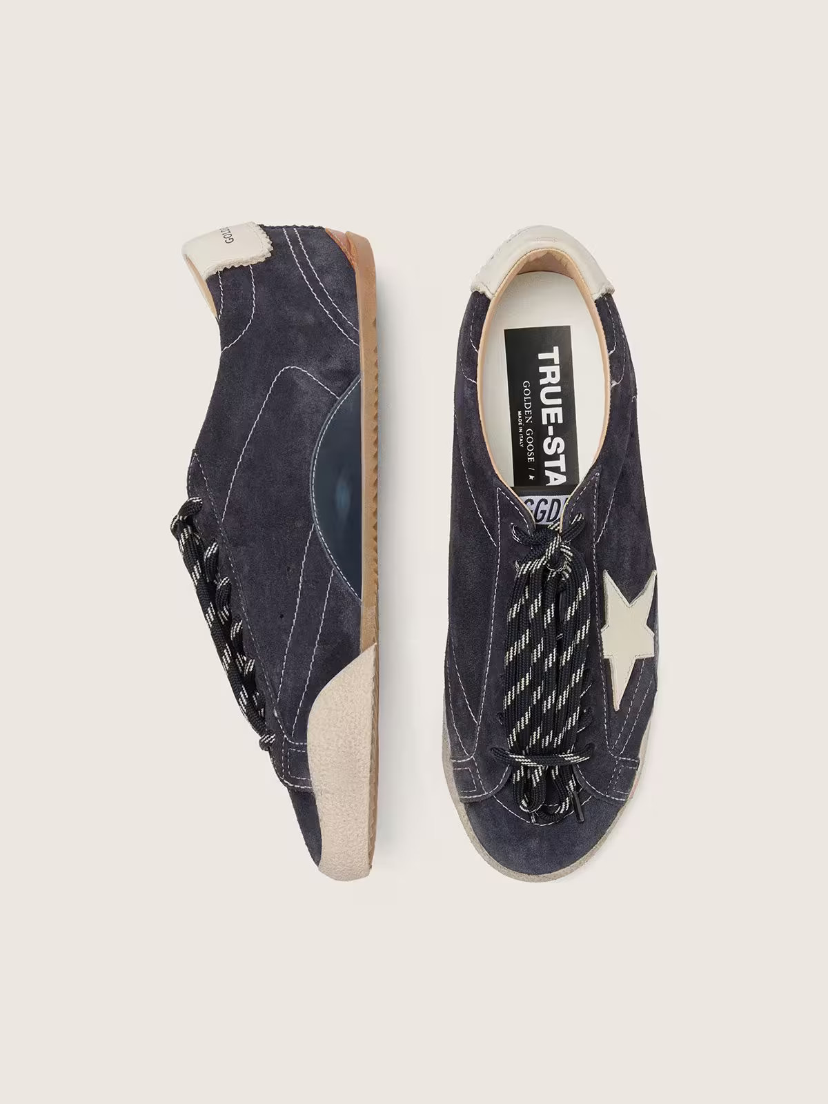 Golden Goose True Star Dark Navy Suede Women Sneakers White Star Distressed