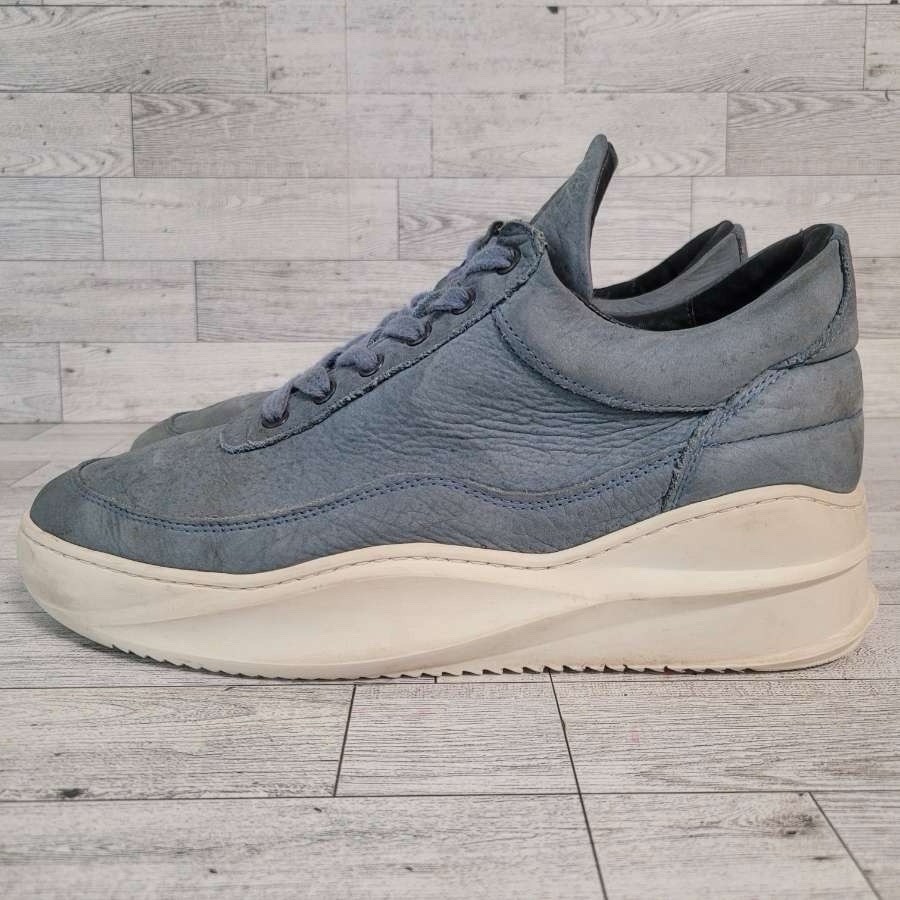 Women’s Filling Pieces Handmade Blue Leather Low Top Sneakers Shoes Size 40