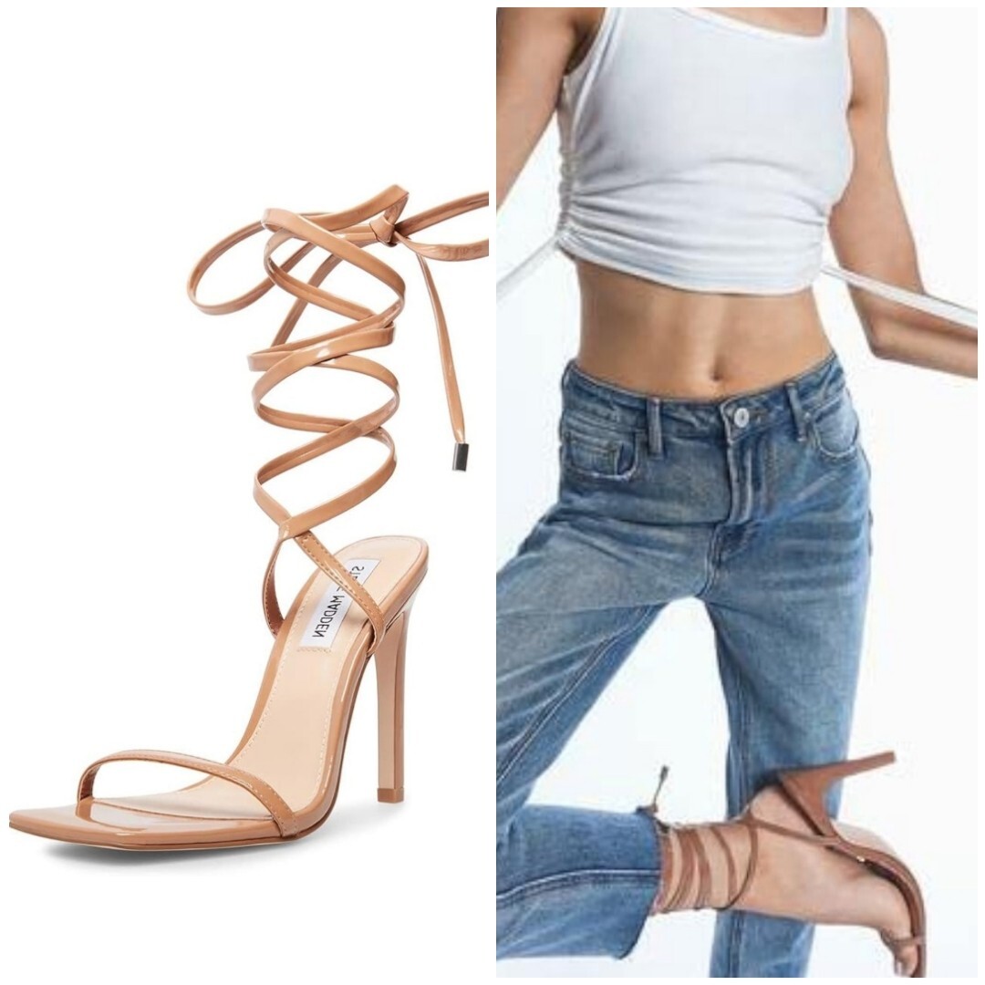 US 9 ❤️ From Brazil 🇧🇷 Steve Madden Women’s Lace up Heel 4.5” Sandals Beige