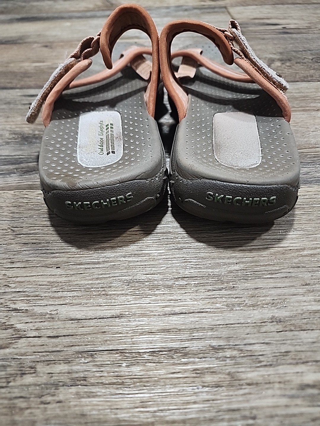 Skechers Outdoor Lifestyle Lot of 2 Beige Orange Blue Mesh Slide Sandals Women 8