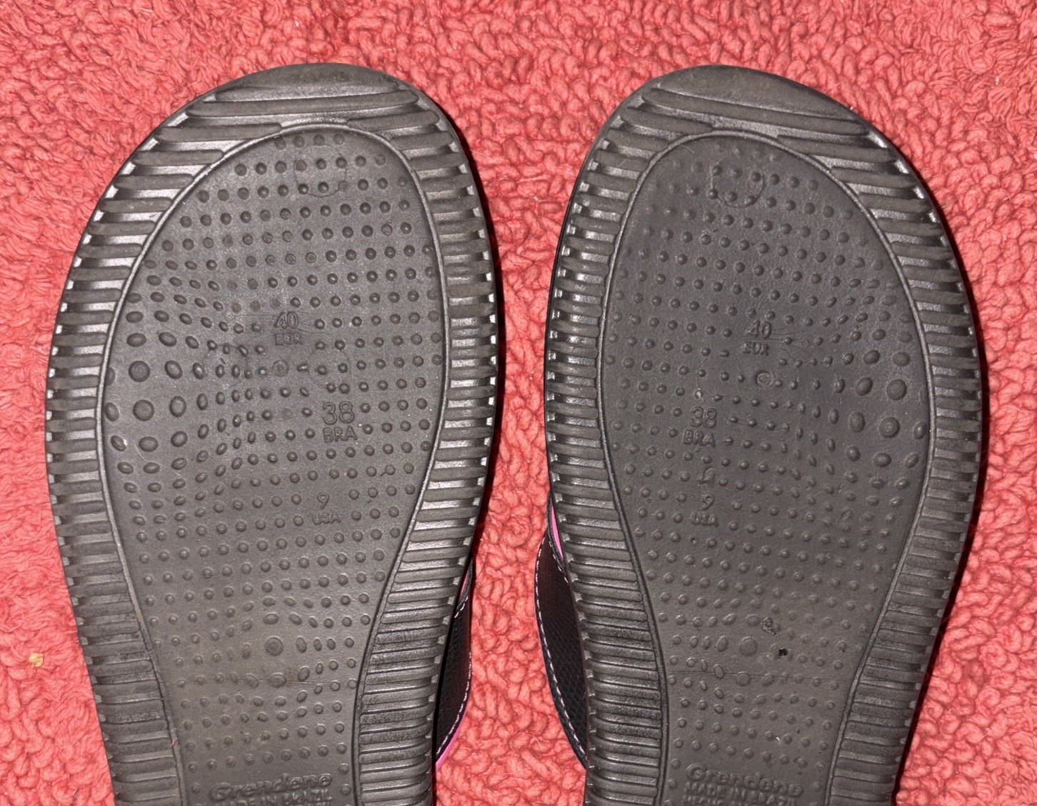 O’Rageous Women’s EVA Foam Padded Flip Flops Black Pink Trim Thong Sandal Sz 9 M