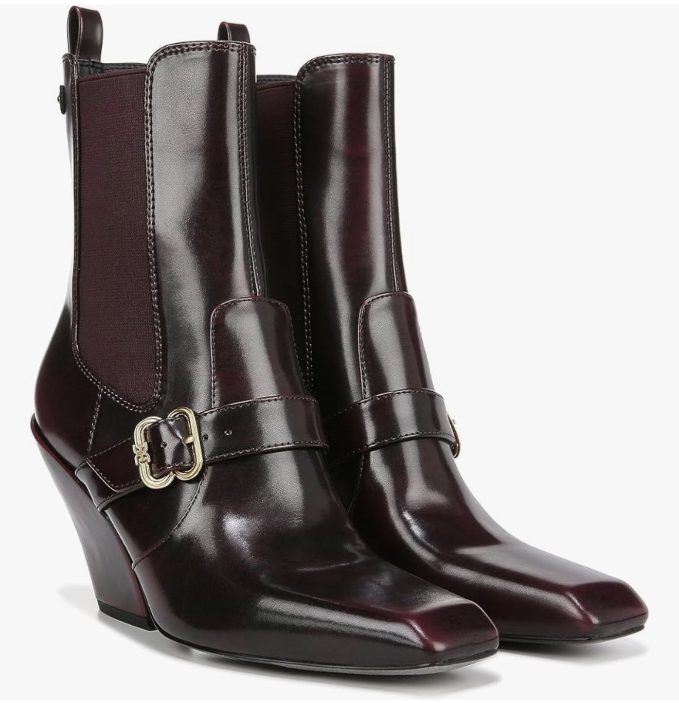 Sam Edelman Suzette Western Chelsea Boots Deep Crimson Leather Women’s 6 NWT