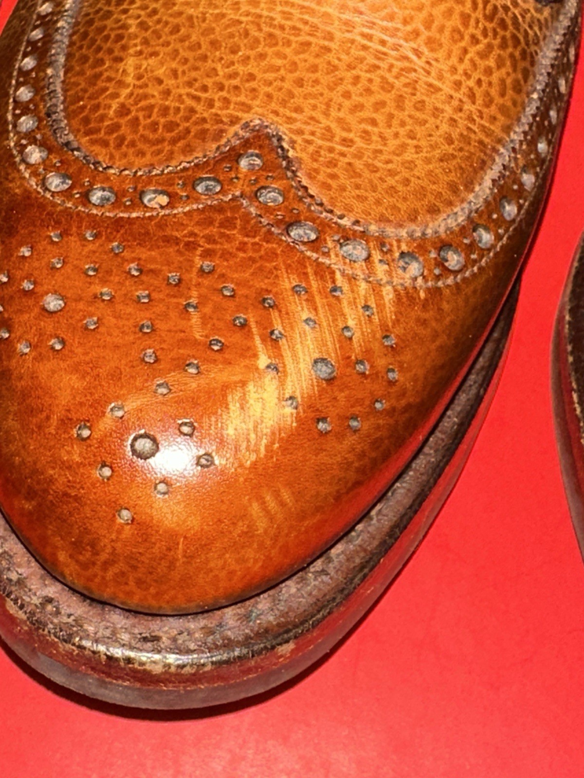 Crockett & Jones ASHFORD Brown Leather Pebble Grain Brogue Mens 95 C | US 9 READ
