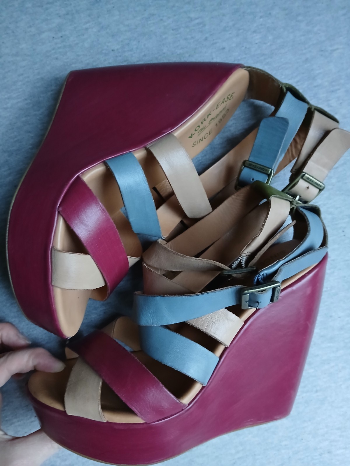 Kork Ease Sandals 7.5 Tall Wedge Colorful Bohemian Boho Beach Leather Comfort