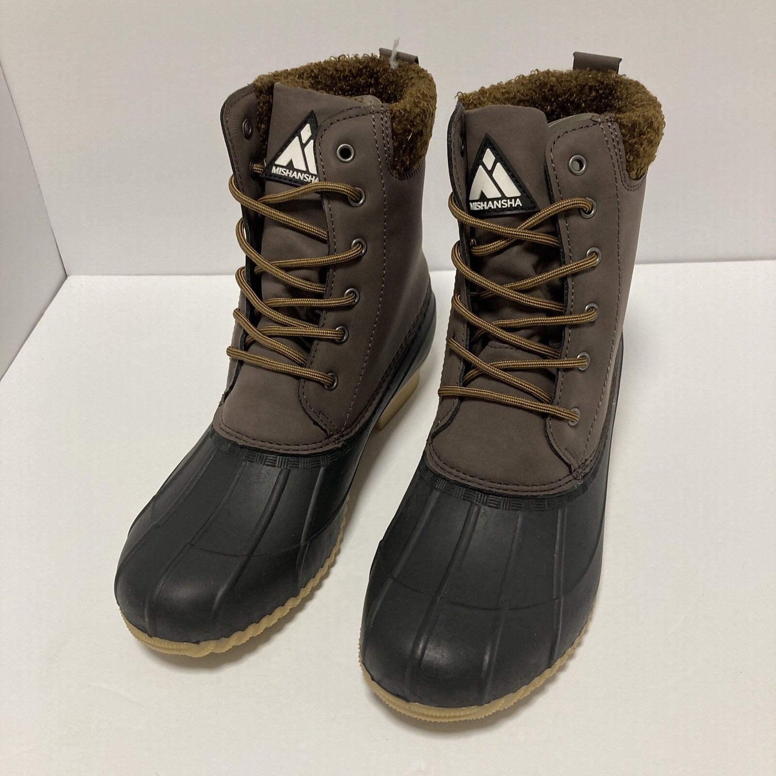 Minshansha Women’s Waterproof Winter/ Spring Rain Boot, Size 9, Dark Brown, New