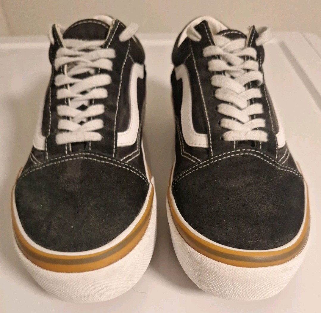 Vans Old Skool Stackform Platform Sneakers Black White Gum Men 9.5 Women’s US 8