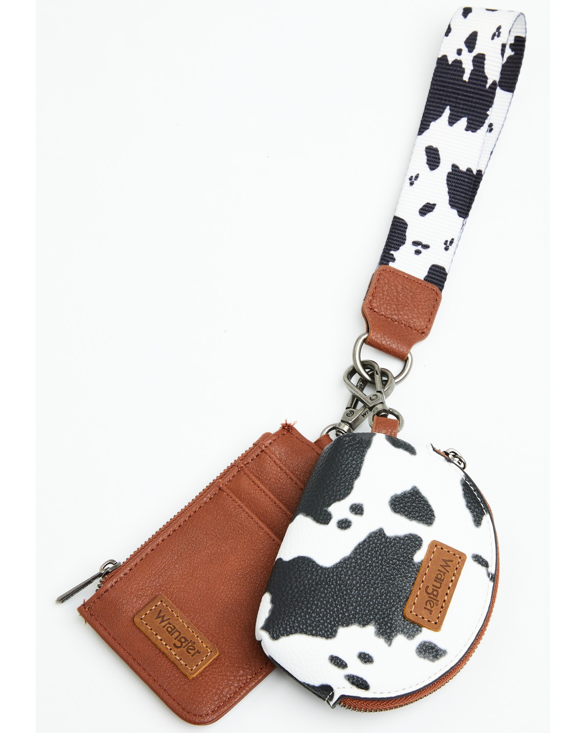 Wrangler Women’s Women'S Boot Barn Daisy Cow Print Dual Pouch Wristlet –