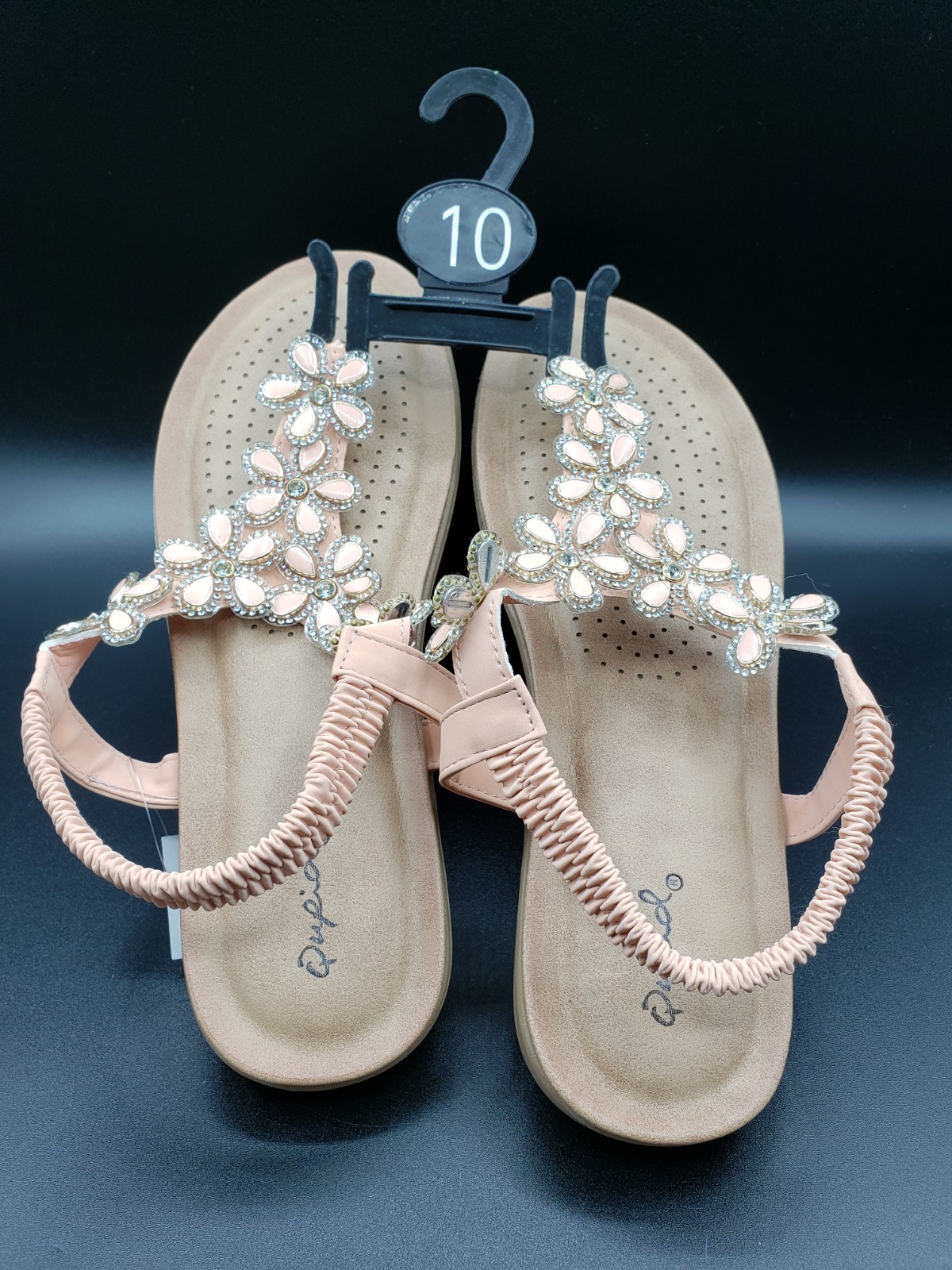 «Qupid» Womens Floral Beaded Bejeweled Rhinestone Sandals Size 10 NWT