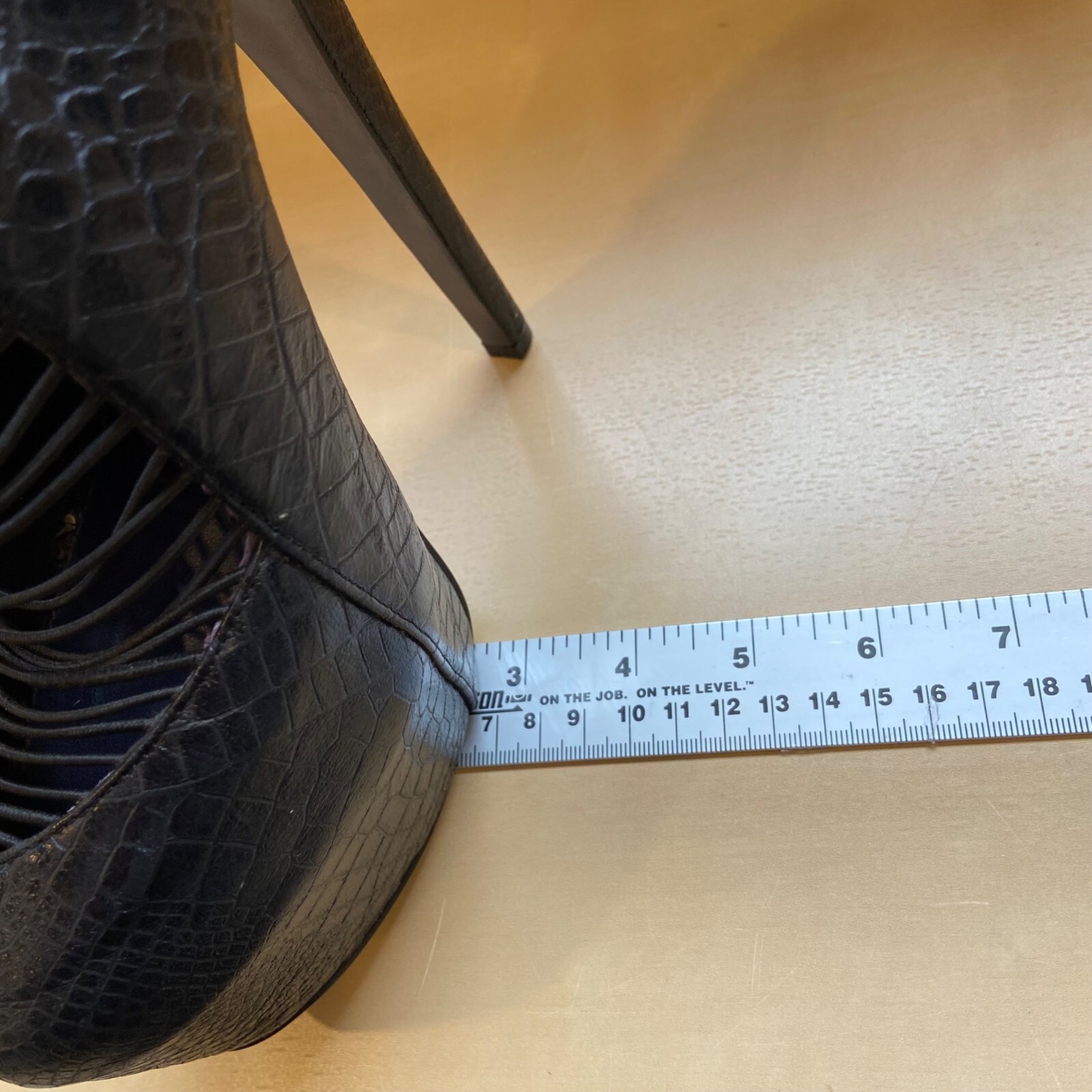 London Trash Black Crocodile Textured Stiletto Heels With Unique Lace-Up Design