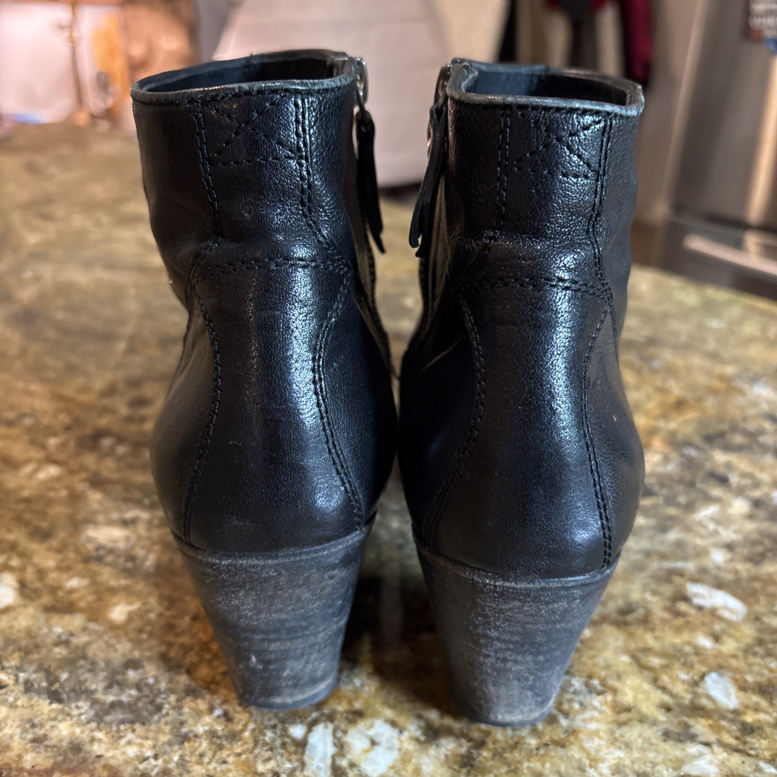 N.D.C. Made by Hand Women Black Leather Heeled Ankle Boots 39 US 9