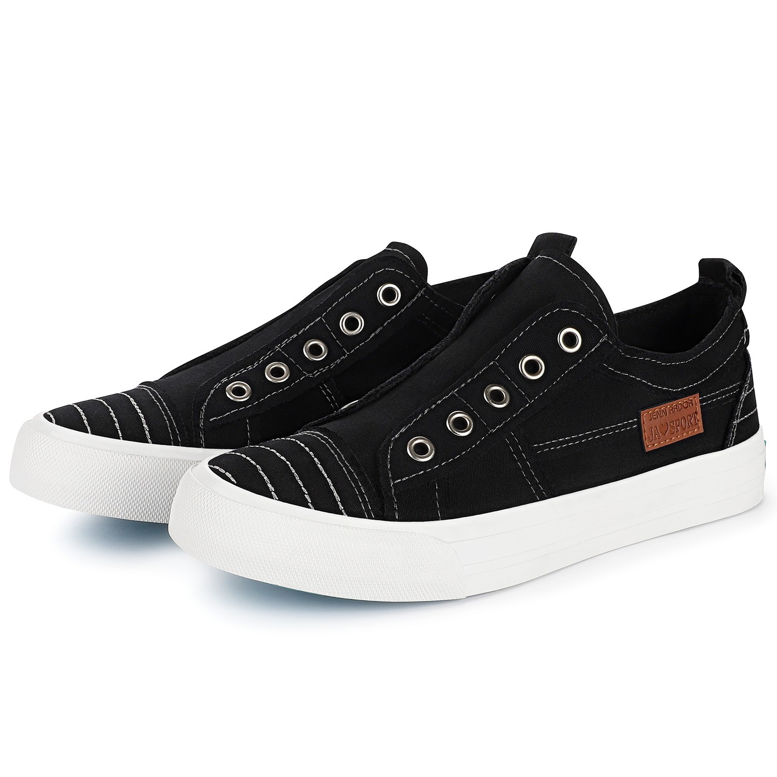 Women Fashion Slip On Canvas Sneakers Low Top Casual Tennis Walking Summer Shoes