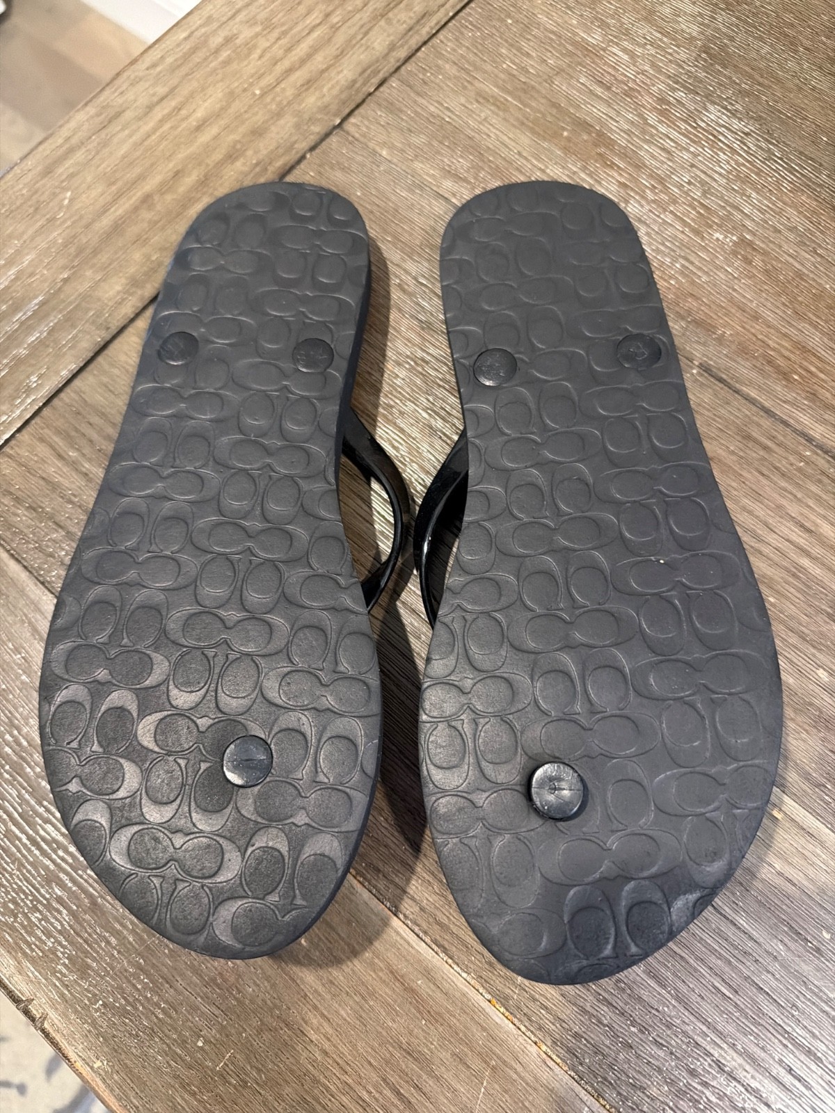 COACH Abbigail Black Flip Flop Thong Slip On Turn Lock Sandals Women’s 7 / 8