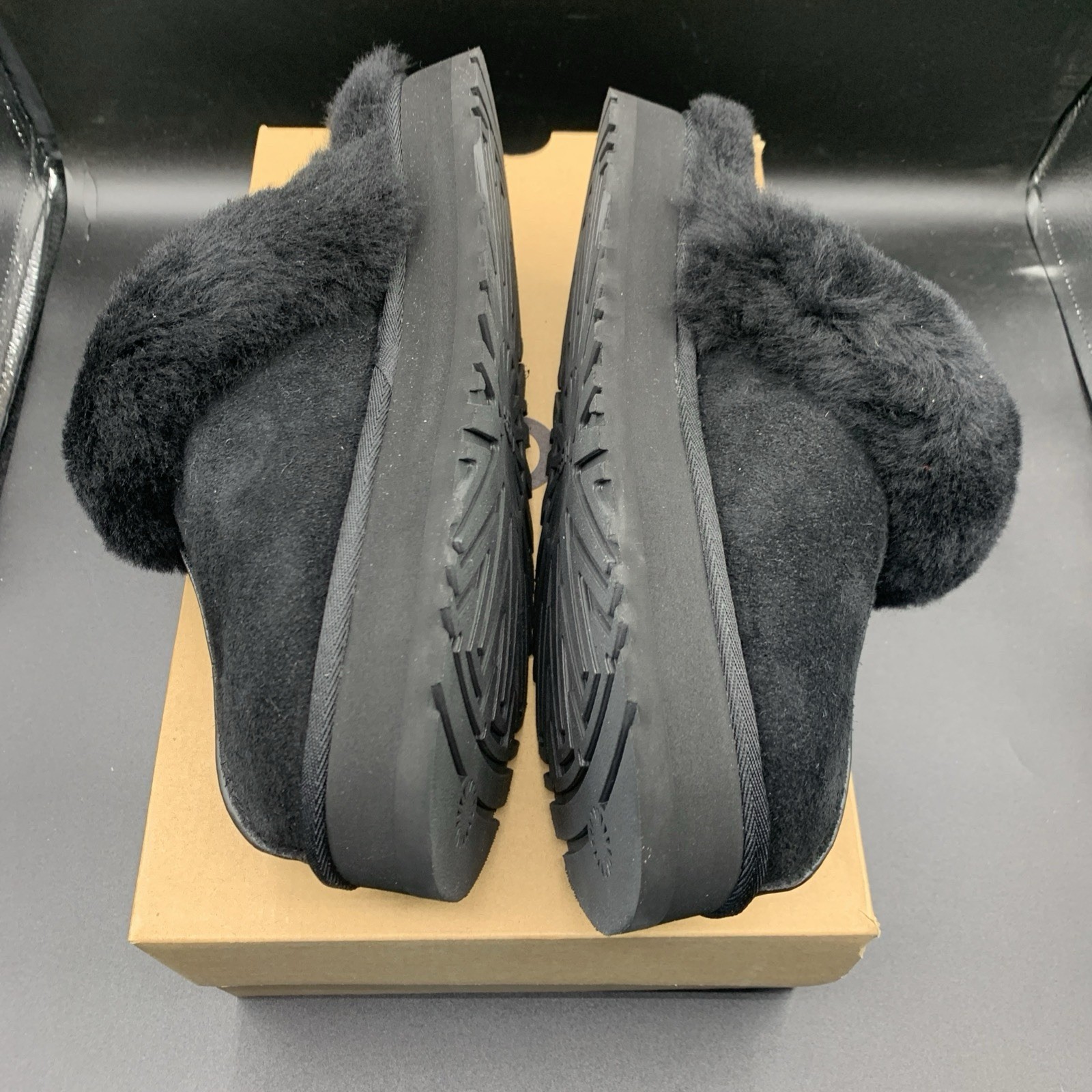PICK SIZE – UGG Women’s Black Disquette Suede Platform Slippers