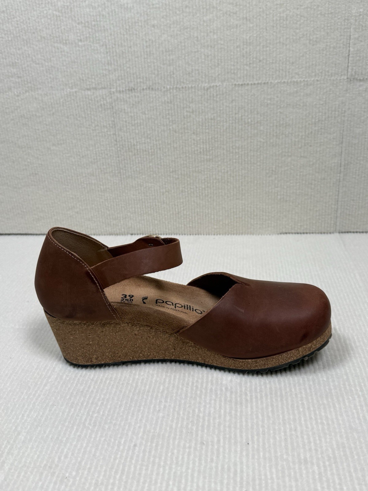 Papillio Birkenstock Wedge Mary Jane Womens US 8/EU 39 Brown Leather Cork NWT