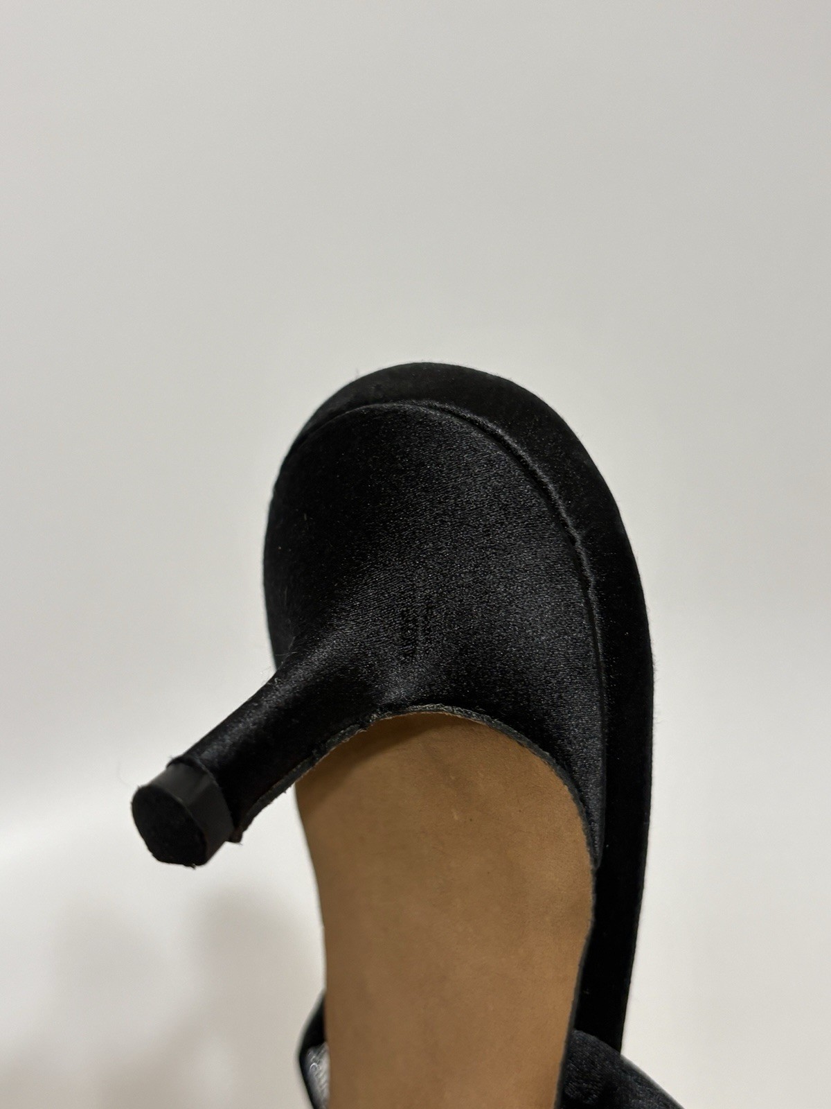 Vtg Dolce & Gabbana Black Satin Crystal Logo Sandal Heels 36