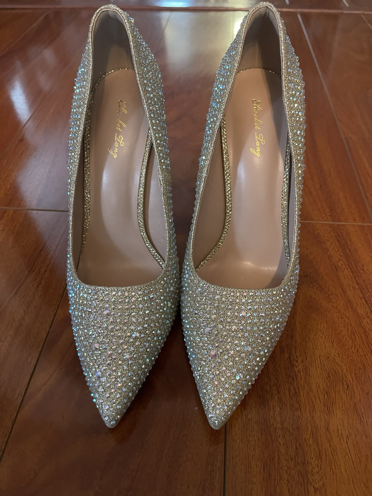Elisabet Tang Women’s Size 9.5 Champagne Sparkle Rhinestone Covered Heels