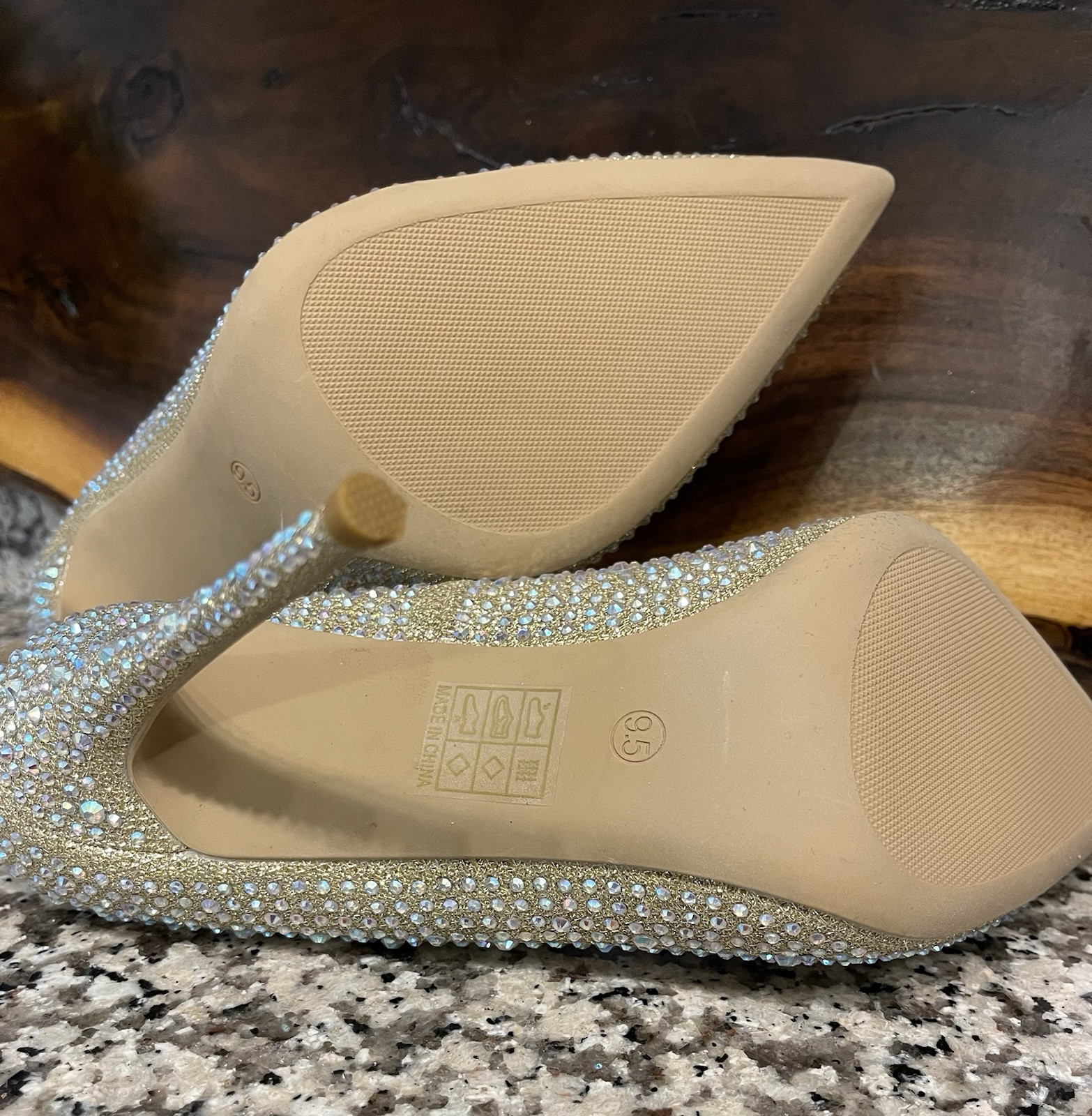 Elisabet Tang Women’s Size 9.5 Champagne Sparkle Rhinestone Covered Heels