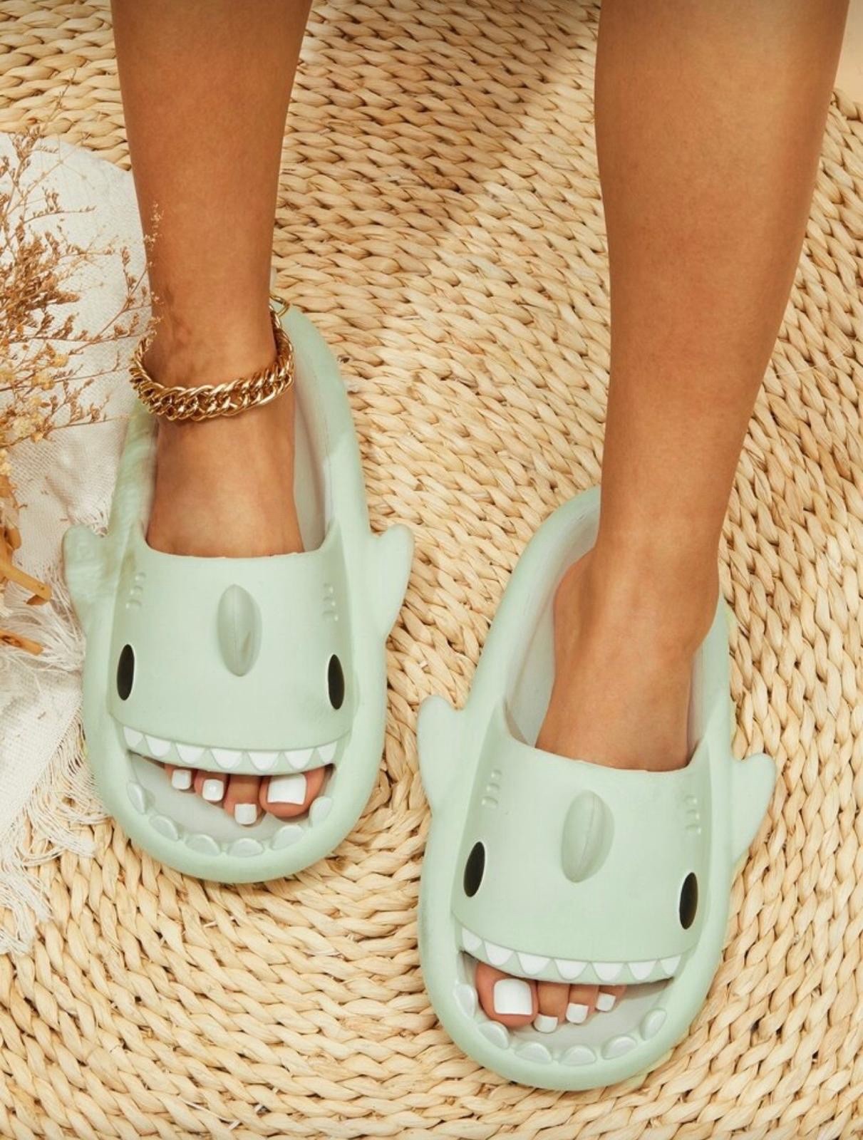 Funny Shark Indoor Outdoor Silly Shark Slippers Womens