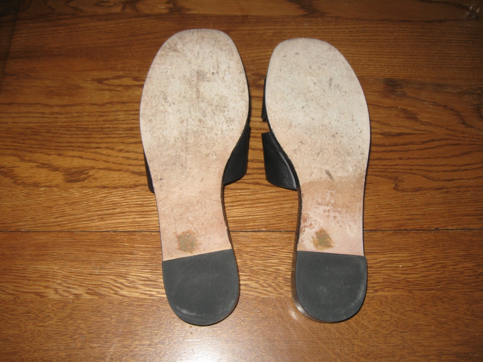 kate spade new york DOCK Black Leather Slide Sandals Logo Slip On Women US 5.5 B