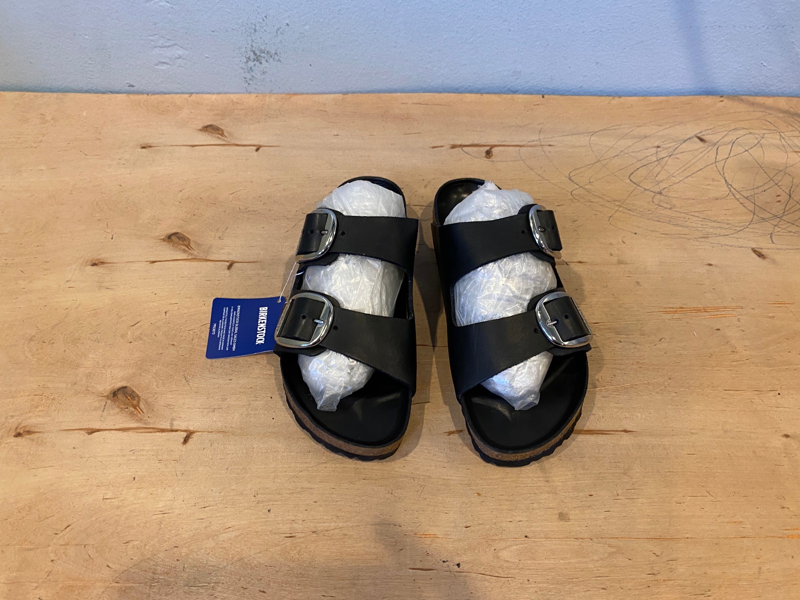 NWT Birkenstock Arizona Big Buckle Slide , Sz EU 40 / US 9 – 9.5 , Black Leather