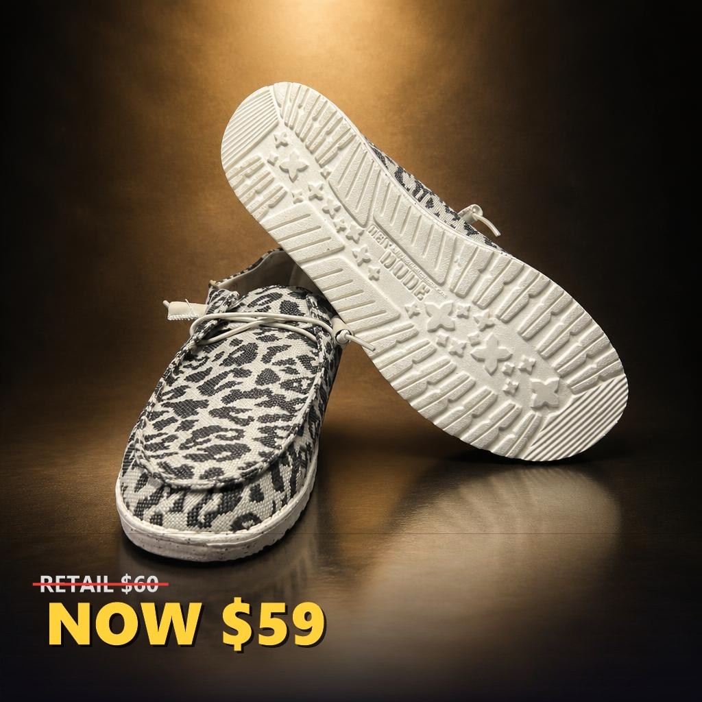 Hey Dude Wendy Leopard Black/Grey 40735-097 New Womens Shoes (Verify Size)