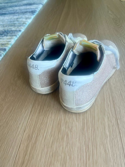 P448 John Sneakers Women 39 Rose Gold Silver Glitter