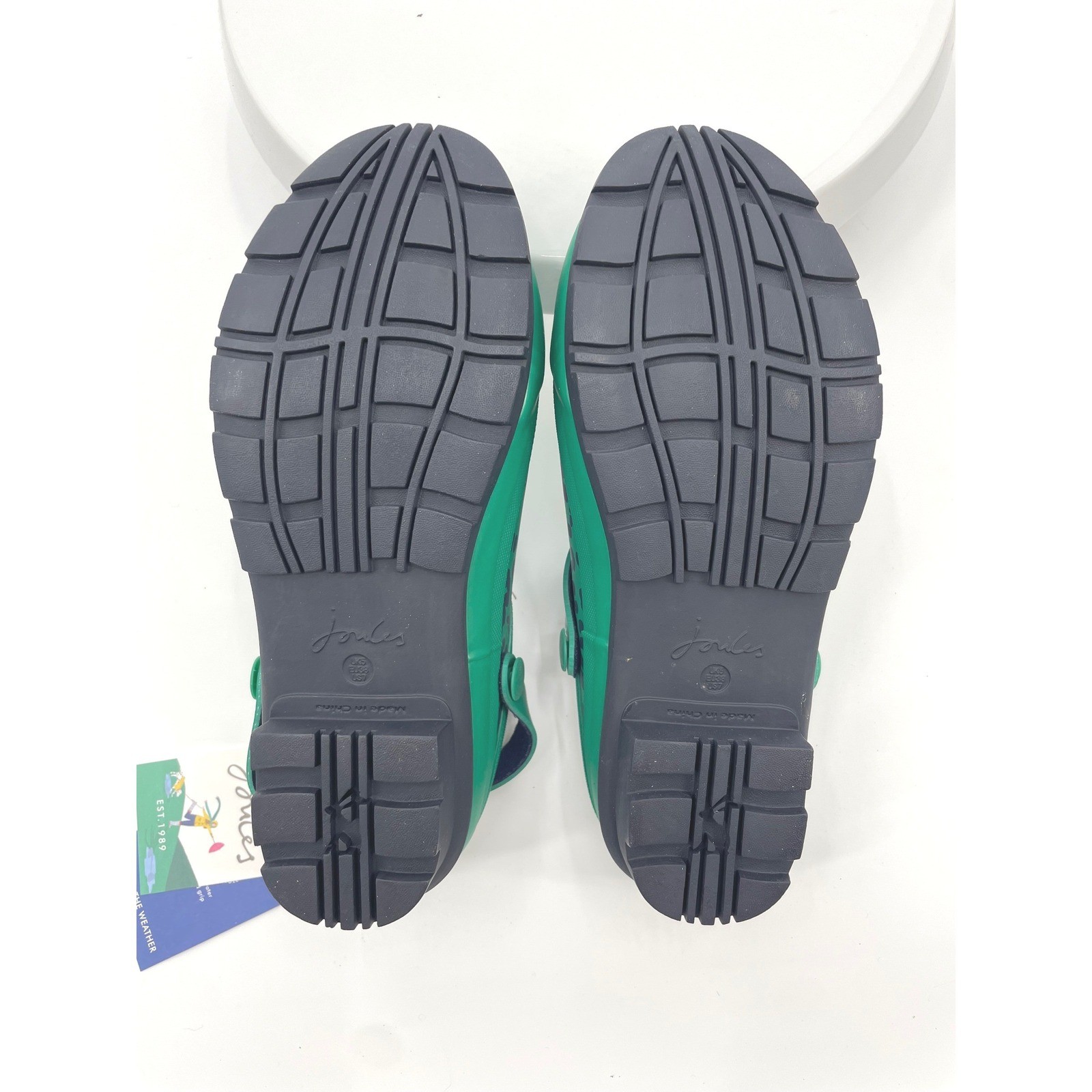 Joules Welly Clog Womens 7 Green Rubber Leopard Print Waterproof Rain Garden