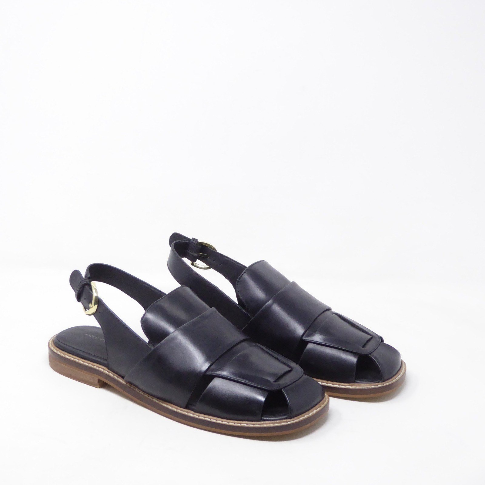 NEW Free People Womens Libby Fisher Sandals Black Leather Strappy Slingback 8.5