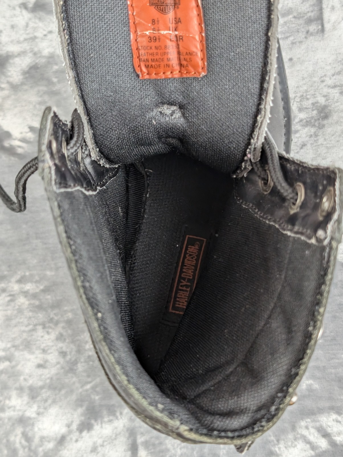 Harley Davidson Motorcycle Boots W 8.5 Leather 88352 Skull Peg Bar Heel Bolt