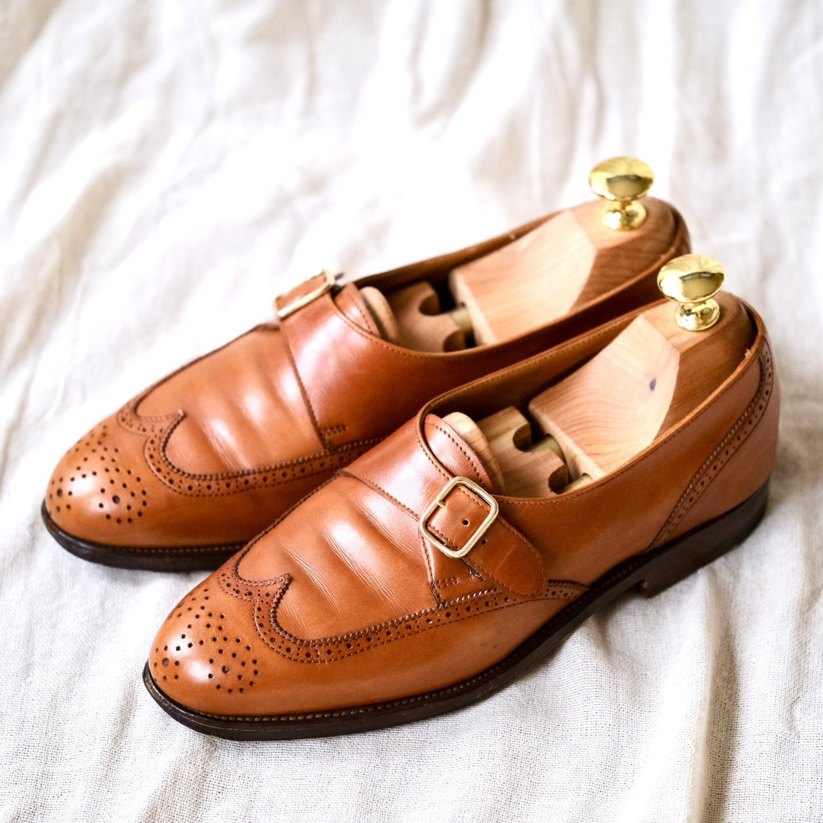Lloyd Footwear Monk Strap Full Brogue Brown Calf Size 4C Crockett & Jones