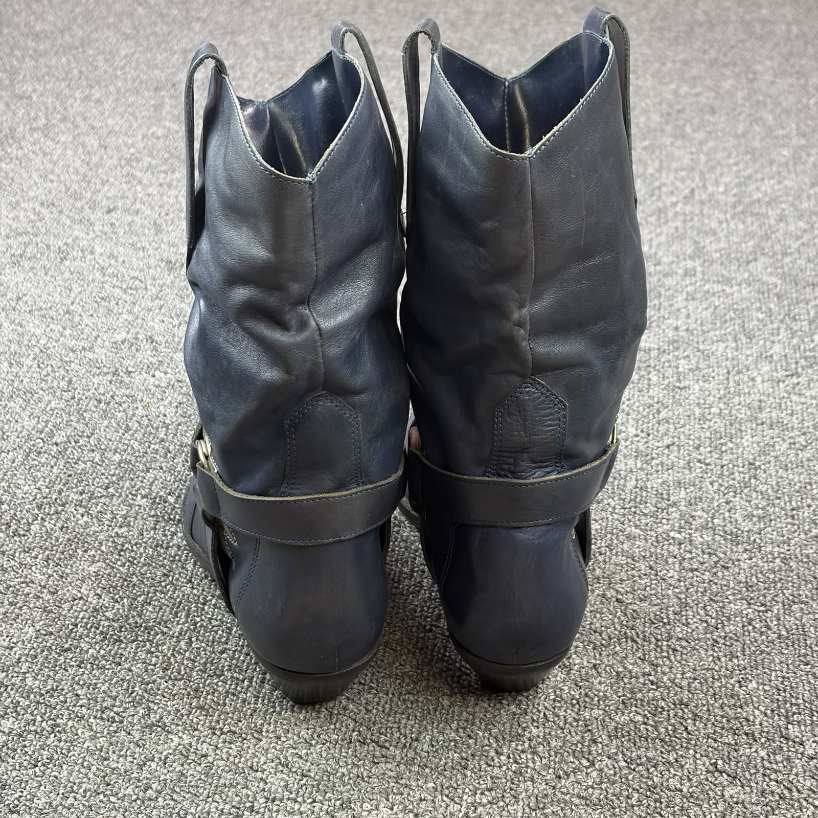 Vintage Dingo Sample Boots Womens 6 Blue Slouch Western Harness Distressed RARE