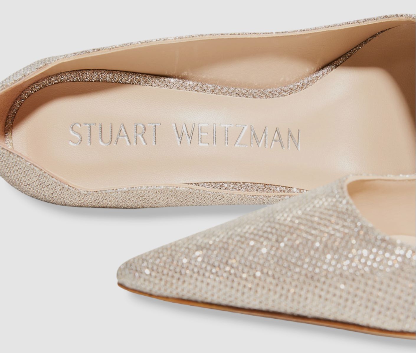 $495 Stuart Weitzman Women’s Beige Glitter Scallop Heel Pump Shoes EU 41.5/US 11
