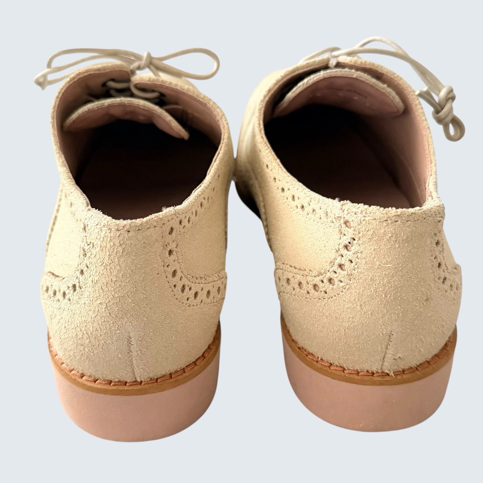 Cole Haan ALISA OXFORD II White Pine Beige Suede Brogue Lace Up Size 8