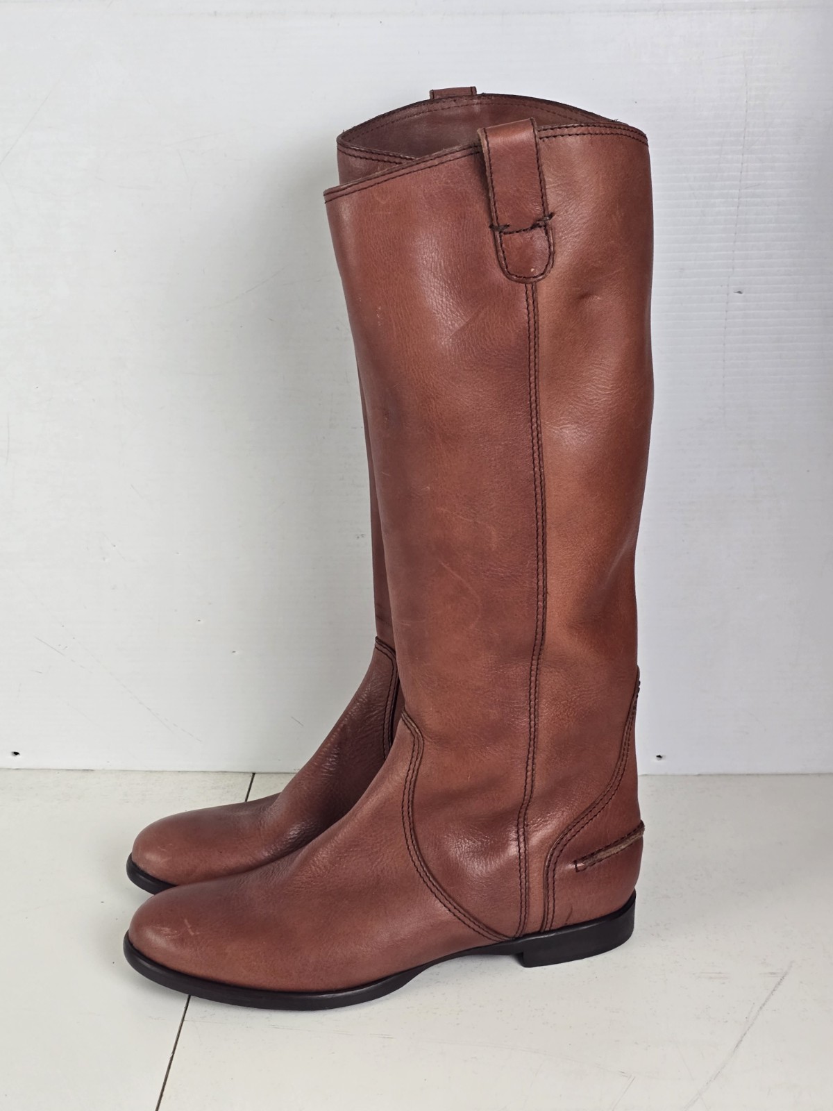 Madewell 1937 Sydney Leather Riding Boot Brown Italy Pull On Women’s 9.5
