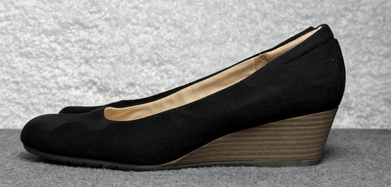 Dr Scholls Women’s BE FLEX Round Toe Wedge Pump Black Size 10W – Wide Width