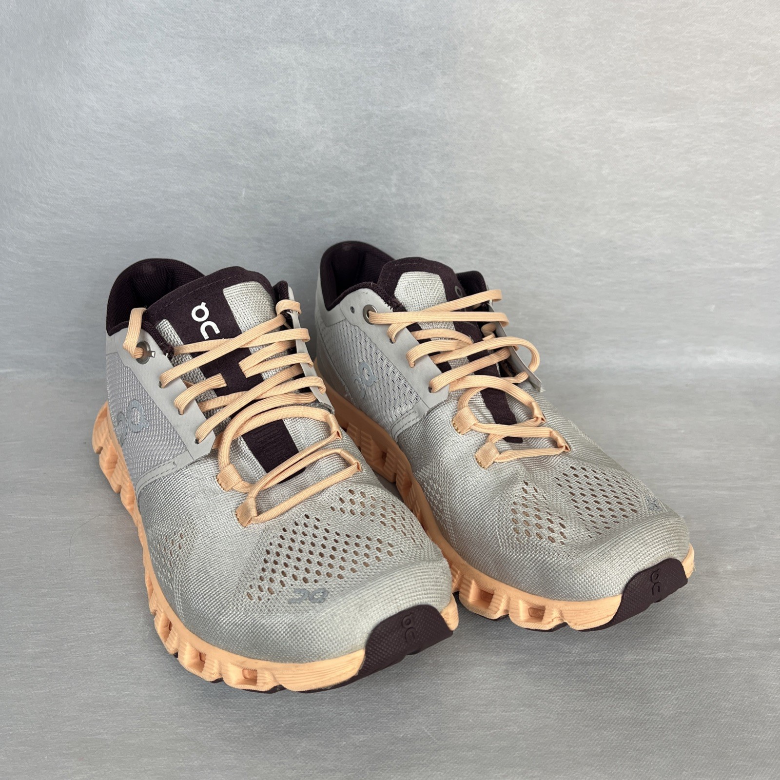 On Cloud X Silver Almond Womens Size W 7 Gray Peach Running Shoes Sneakers