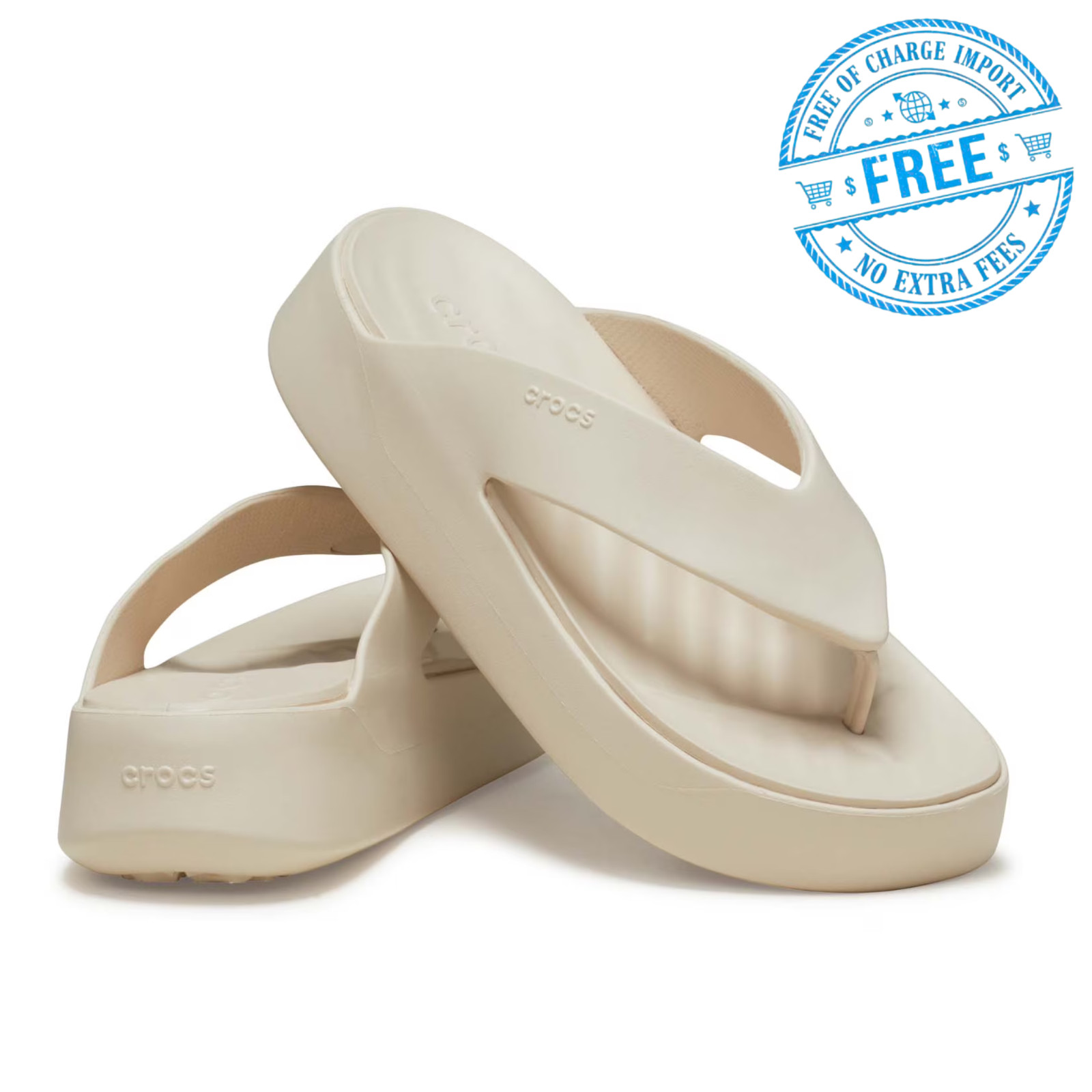 Crocs Women’s Getaway Platform Flip Flop Sandals Water-Resistant Stucco Size US