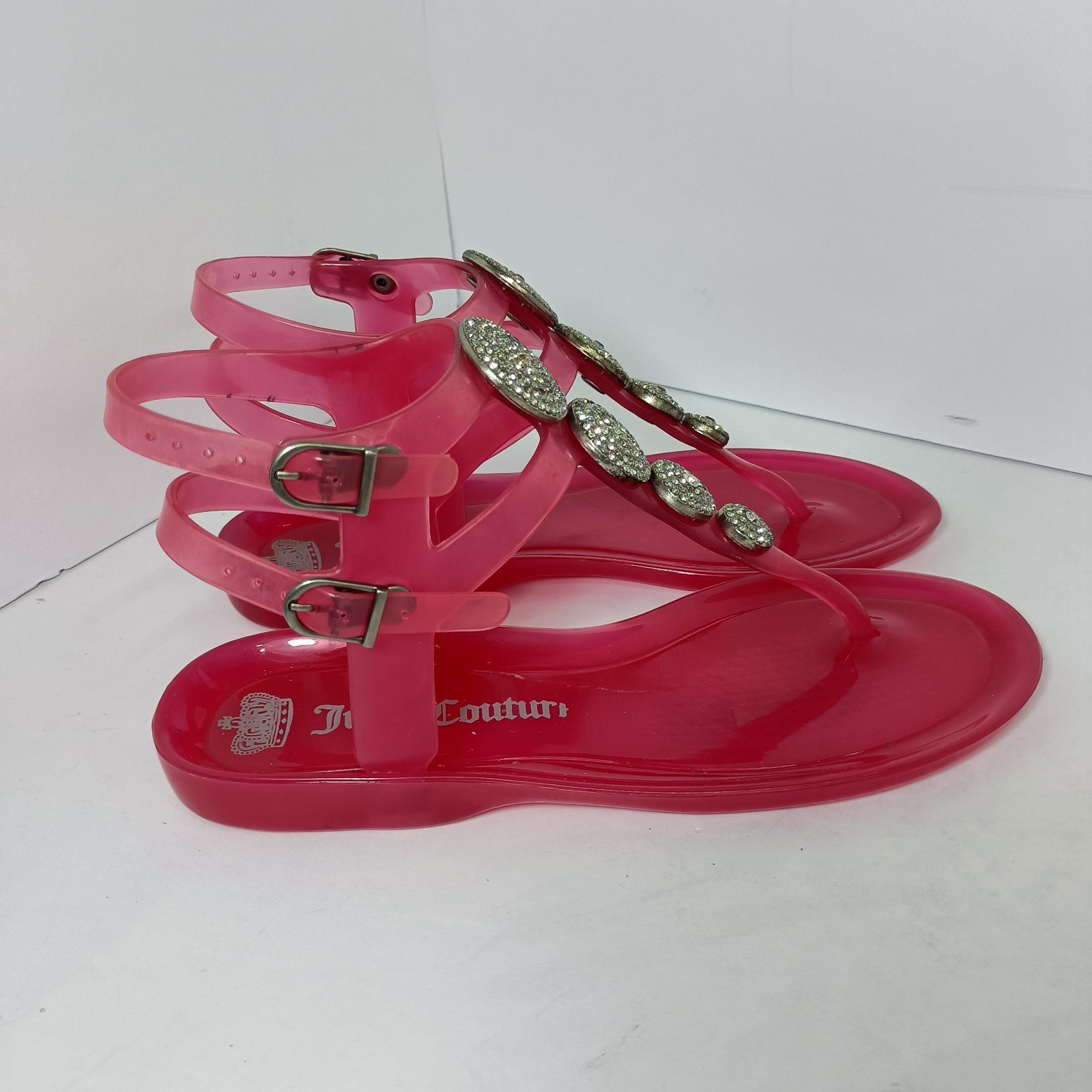 Juicy Couture Pink Gladiator Rhinestone Sandals Ladies Size 8