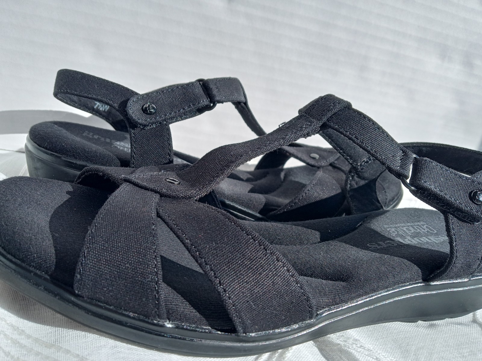 Grasshoppers Ortholite Black Open Toe Strappy Sandals Hook & Loop Women 7.5 W