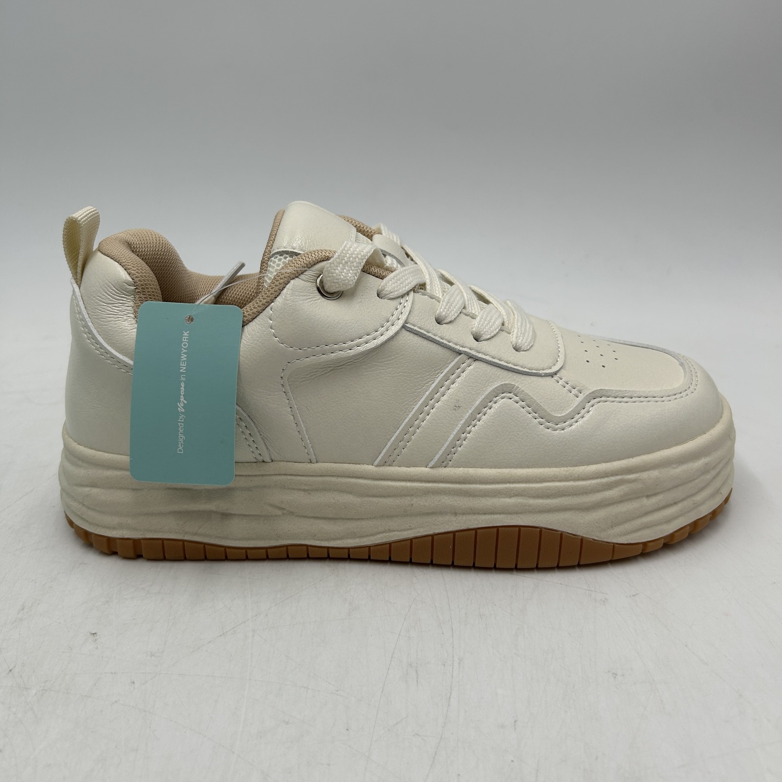 Vepose Shoes Womens Size 7.5, Platform Casual Chunky Sole Sneakers Comfort Beige