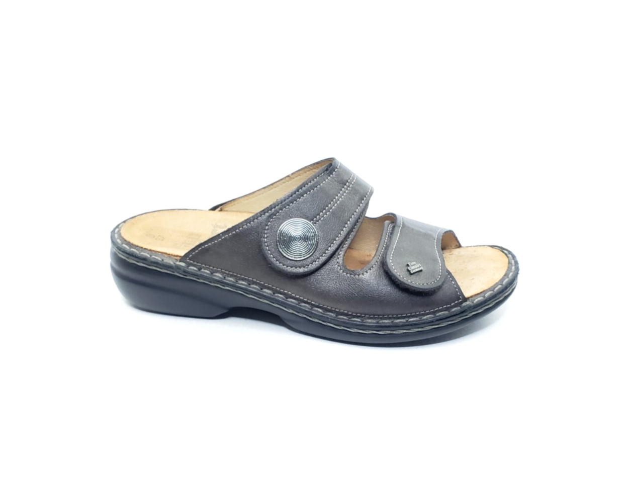Finn Comfort Sansibar Womens Slide Sandals Gray Leather Comfort EU 37 US 6